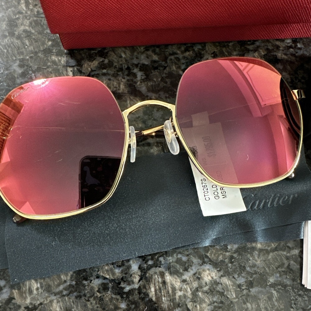 Cartier 58mm Panthère de Cartier Hexagonal Sunglasses. New Full Kit. Msrp $1295